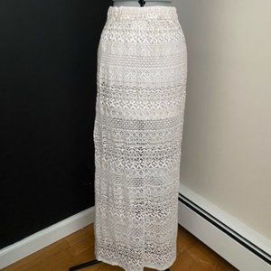 Hollister Maxi Crochet Lace Skirt White XS